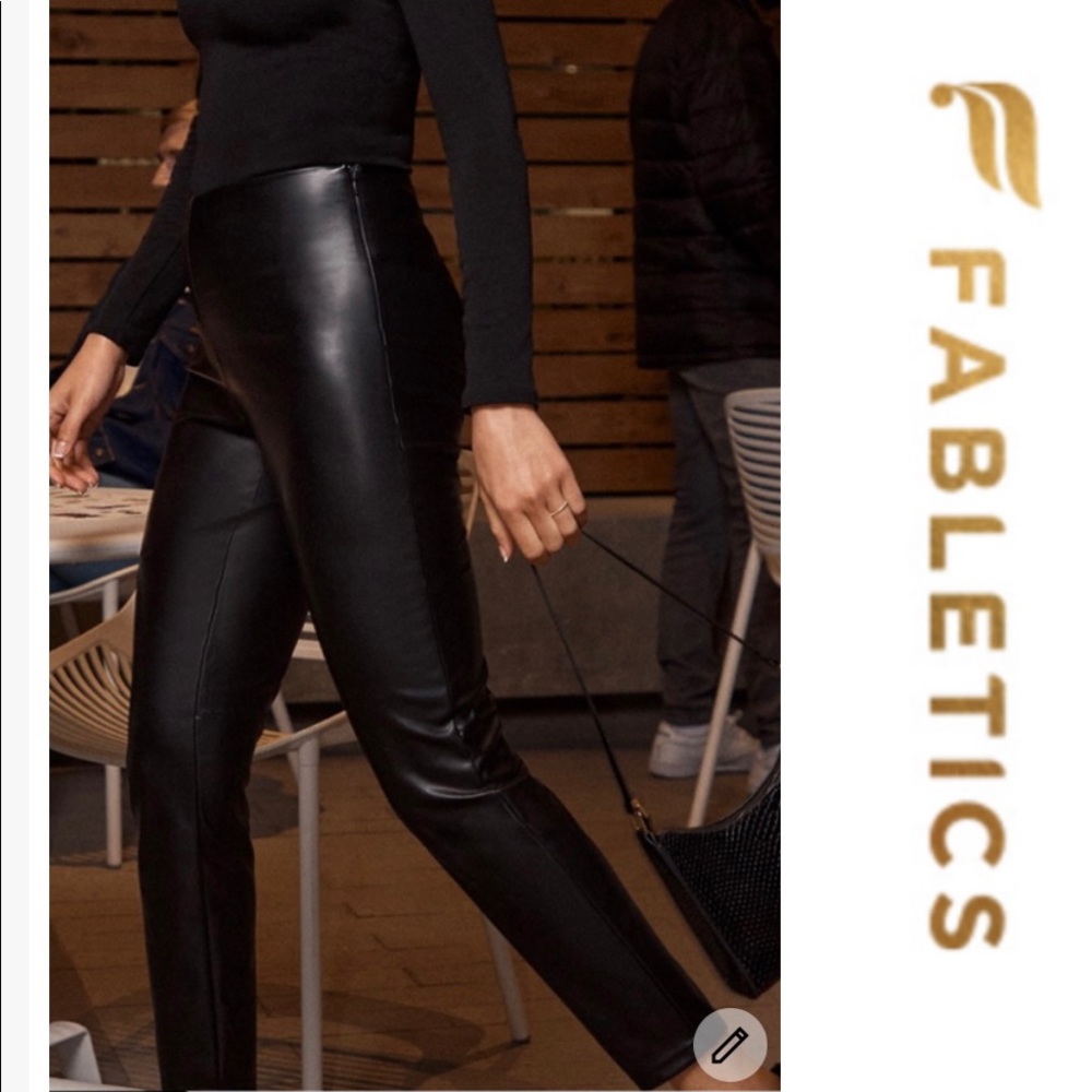 Nwt high waisted Fabletics vegan leather leggings
